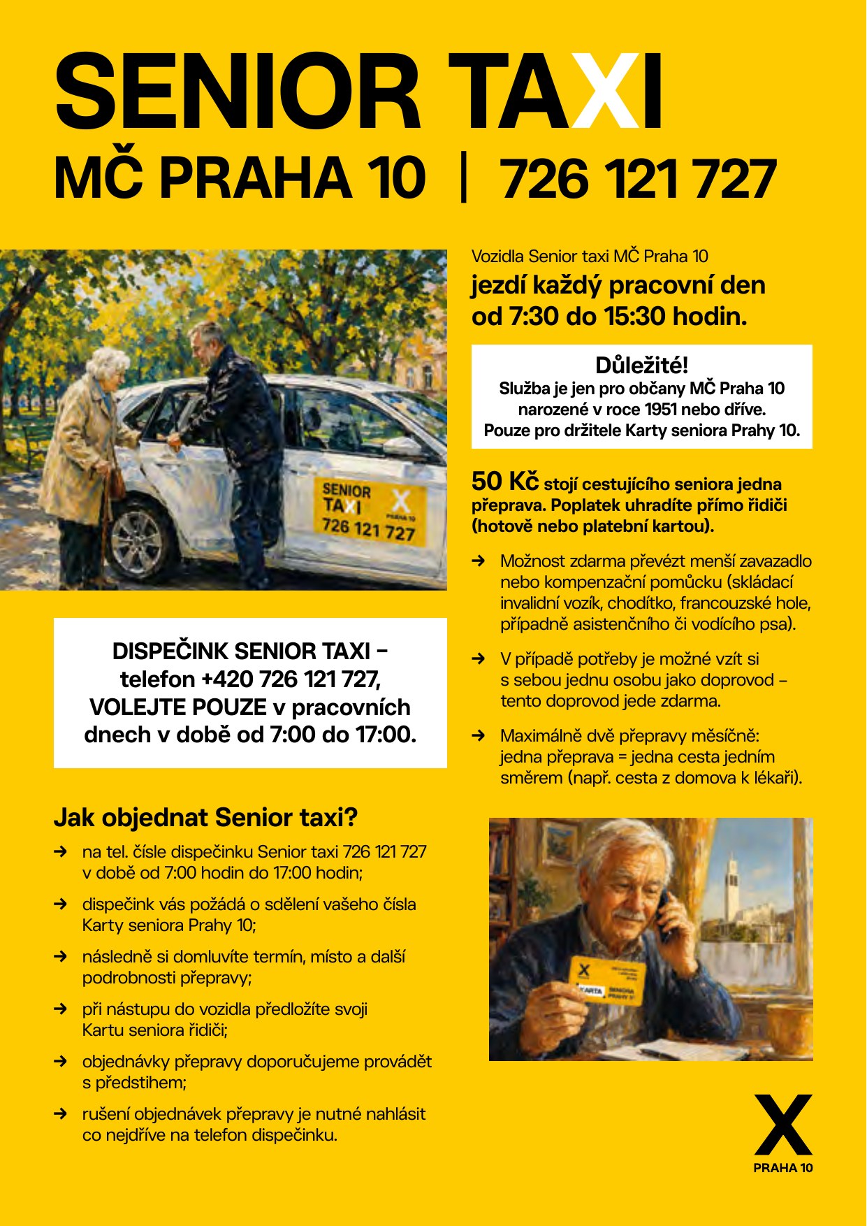 Leták Senior taxi MČ Praha 10